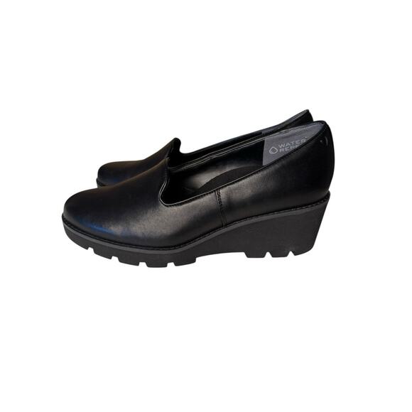 Vionic NEW Women's 9 Willa Wedge Loafers Black Leather Arch Support Orthopedic - Picture 3 of 9